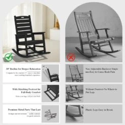 Black HDPE Folding Plastic Adirondack Chair Weather Resistant Patio Plastic Fire Pit Chairs -More Furniture Store jearey plastic adirondack chairs dbqwy black 44 1000