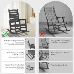 Gray HDPE Folding Plastic Adirondack Chair Weather Resistant Patio Plastic Fire Pit Chairs -More Furniture Store jearey plastic adirondack chairs dbqwy gray 44 1000