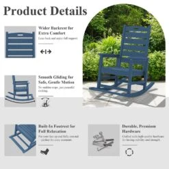 Navy HDPE Folding Plastic Adirondack Chair Weather Resistant Patio Plastic Fire Pit Chairs -More Furniture Store jearey plastic adirondack chairs dbqwy navy 31 1000