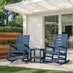 Navy HDPE Folding Plastic Adirondack Chair Weather Resistant Patio Plastic Fire Pit Chairs -More Furniture Store jearey plastic adirondack chairs dbqwy navy 44 1000