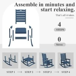 Navy HDPE Folding Plastic Adirondack Chair Weather Resistant Patio Plastic Fire Pit Chairs -More Furniture Store jearey plastic adirondack chairs dbqwy navy 4f 1000