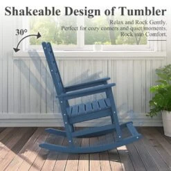 Navy HDPE Folding Plastic Adirondack Chair Weather Resistant Patio Plastic Fire Pit Chairs -More Furniture Store jearey plastic adirondack chairs dbqwy navy c3 1000