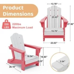 Children HDPE Folding All-Weather Adirondack Chair With Ergonomic And Safe Design, Pink/White -More Furniture Store jearey plastic adirondack chairs etydy fb 4f 1000