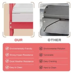 Children HDPE Folding All-Weather Adirondack Chair With Ergonomic And Safe Design, Pink/White -More Furniture Store jearey plastic adirondack chairs etydy fb fa 1000