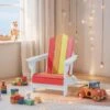 Children HDPE Folding All-Weather Adirondack Chair With Ergonomic And Safe Design, Red/Orange/Yellow/Pink