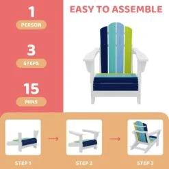 Children HDPE Folding All-Weather Adirondack Chair With Ergonomic And Safe Design, Navy Blue/Teal/Light Blue/Green -More Furniture Store jearey plastic adirondack chairs etydy lljb 44 1000