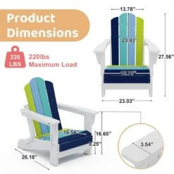 Children HDPE Folding All-Weather Adirondack Chair With Ergonomic And Safe Design, Navy Blue/Teal/Light Blue/Green -More Furniture Store jearey plastic adirondack chairs etydy lljb 4f 1000