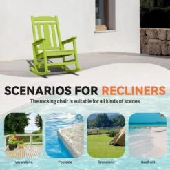 Apple Green HDPE Plastic Adirondack Chair Outdoor Rocking Chair For Patio And Garden (1-Pack) -More Furniture Store jearey plastic adirondack chairs jctrty agreen 4f 1000