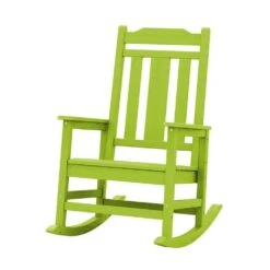 Apple Green HDPE Plastic Adirondack Chair Outdoor Rocking Chair For Patio And Garden (1-Pack)