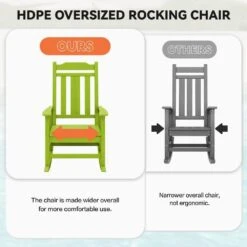 Apple Green HDPE Plastic Adirondack Chair Outdoor Rocking Chair For Patio And Garden (1-Pack) -More Furniture Store jearey plastic adirondack chairs jctrty agreen 76 1000