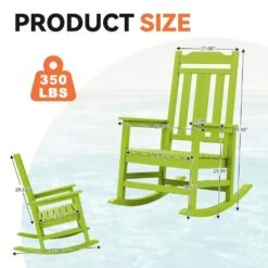 Apple Green HDPE Plastic Adirondack Chair Outdoor Rocking Chair For Patio And Garden (1-Pack) -More Furniture Store jearey plastic adirondack chairs jctrty agreen fa 1000