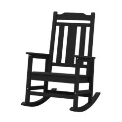 Black HDPE Plastic Adirondack Chair Outdoor Rocking Chair For Patio And Garden (1-Pack) 15 Black HDPE Plastic Adirondack Chair Outdoor Rocking Chair For Patio And Garden (1-Pack) -More Furniture Store jearey plastic adirondack chairs jctrty bk 31 1000