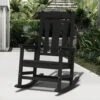 Black HDPE Plastic Adirondack Chair Outdoor Rocking Chair For Patio And Garden (1-Pack)