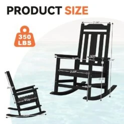 Black HDPE Plastic Adirondack Chair Outdoor Rocking Chair For Patio And Garden (1-Pack) 13 Black HDPE Plastic Adirondack Chair Outdoor Rocking Chair For Patio And Garden (1-Pack) -More Furniture Store jearey plastic adirondack chairs jctrty bk fa 1000
