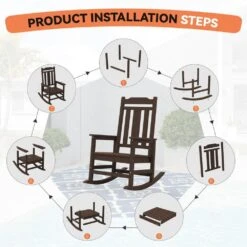 Coffee HDPE Plastic Adirondack Chair Outdoor Rocking Chair For Patio And Garden (Set Of 1) 11 Coffee HDPE Plastic Adirondack Chair Outdoor Rocking Chair For Patio And Garden (Set Of 1) -More Furniture Store jearey plastic adirondack chairs jctrty co 1f 1000