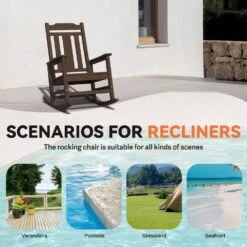 Coffee HDPE Plastic Adirondack Chair Outdoor Rocking Chair For Patio And Garden (Set Of 1) 10 Coffee HDPE Plastic Adirondack Chair Outdoor Rocking Chair For Patio And Garden (Set Of 1) -More Furniture Store jearey plastic adirondack chairs jctrty co 4f 1000