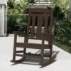 Coffee HDPE Plastic Adirondack Chair Outdoor Rocking Chair For Patio And Garden (Set Of 1)