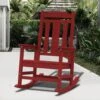 Dark Red HDPE Plastic Adirondack Chair Outdoor Rocking Chair For Patio And Garden (1-Pack)