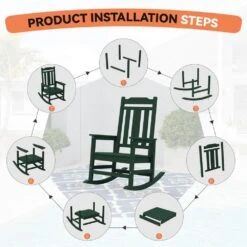 Dark Green HDPE Plastic Adirondack Chair Outdoor Rocking Chair For Patio And Garden (1-Pack) -More Furniture Store jearey plastic adirondack chairs jctrty dgreen 1f 1000