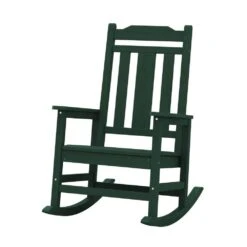 Dark Green HDPE Plastic Adirondack Chair Outdoor Rocking Chair For Patio And Garden (1-Pack) -More Furniture Store jearey plastic adirondack chairs jctrty dgreen 31 1000