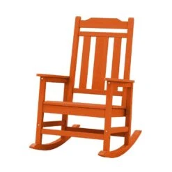 Dark Orange HDPE Plastic Adirondack Chair Outdoor Rocking Chair For Patio And Garden (1-Pack) -More Furniture Store jearey plastic adirondack chairs jctrty dorange 31 1000