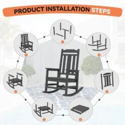 Gray HDPE Plastic Adirondack Chair Outdoor Rocking Chair For Patio And Garden (1-Pack) -More Furniture Store jearey plastic adirondack chairs jctrty gray 1f 1000