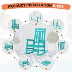 Peacock Blue HDPE Plastic Adirondack Chair Outdoor Rocking Chair For Patio And Garden (1-Pack) 11 Peacock Blue HDPE Plastic Adirondack Chair Outdoor Rocking Chair For Patio And Garden (1-Pack) -More Furniture Store jearey plastic adirondack chairs jctrty kql 1f 1000