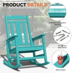 Peacock Blue HDPE Plastic Adirondack Chair Outdoor Rocking Chair For Patio And Garden (1-Pack) 12 Peacock Blue HDPE Plastic Adirondack Chair Outdoor Rocking Chair For Patio And Garden (1-Pack) -More Furniture Store jearey plastic adirondack chairs jctrty kql 44 1000