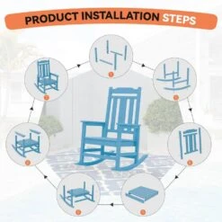 Light Blue HDPE Plastic Adirondack Chair Outdoor Rocking Chair For Patio And Garden (1-Pack) -More Furniture Store jearey plastic adirondack chairs jctrty lblue 1f 1000