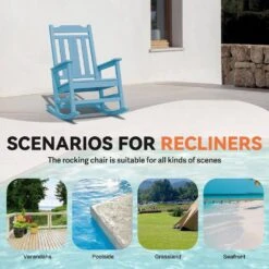 Light Blue HDPE Plastic Adirondack Chair Outdoor Rocking Chair For Patio And Garden (1-Pack) -More Furniture Store jearey plastic adirondack chairs jctrty lblue 4f 1000