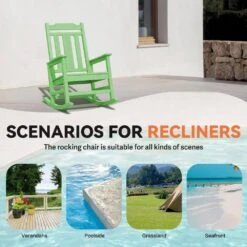 Light Green HDPE Plastic Adirondack Chair Outdoor Rocking Chair For Patio And Garden (1-Pack) -More Furniture Store jearey plastic adirondack chairs jctrty lgreen 4f 1000