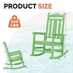 Light Green HDPE Plastic Adirondack Chair Outdoor Rocking Chair For Patio And Garden (1-Pack) -More Furniture Store jearey plastic adirondack chairs jctrty lgreen fa 1000