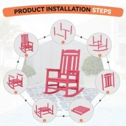 Light Pink HDPE Plastic Adirondack Chair Outdoor Rocking Chair For Patio And Garden (1-Pack) -More Furniture Store jearey plastic adirondack chairs jctrty lpk 1f 1000