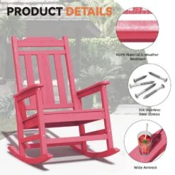 Light Pink HDPE Plastic Adirondack Chair Outdoor Rocking Chair For Patio And Garden (1-Pack) -More Furniture Store jearey plastic adirondack chairs jctrty lpk 44 1000