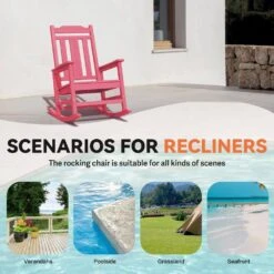 Light Pink HDPE Plastic Adirondack Chair Outdoor Rocking Chair For Patio And Garden (1-Pack) -More Furniture Store jearey plastic adirondack chairs jctrty lpk 4f 1000