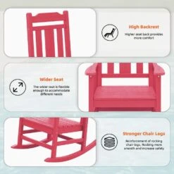 Light Pink HDPE Plastic Adirondack Chair Outdoor Rocking Chair For Patio And Garden (1-Pack) -More Furniture Store jearey plastic adirondack chairs jctrty lpk c3 1000