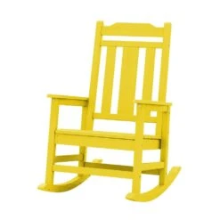Yellow HDPE Plastic Adirondack Chair Outdoor Rocking Chair For Patio And Garden (1-Pack) -More Furniture Store jearey plastic adirondack chairs jctrty nmh 31 1000