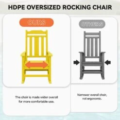 Yellow HDPE Plastic Adirondack Chair Outdoor Rocking Chair For Patio And Garden (1-Pack) -More Furniture Store jearey plastic adirondack chairs jctrty nmh 76 1000