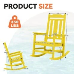 Yellow HDPE Plastic Adirondack Chair Outdoor Rocking Chair For Patio And Garden (1-Pack) -More Furniture Store jearey plastic adirondack chairs jctrty nmh fa 1000