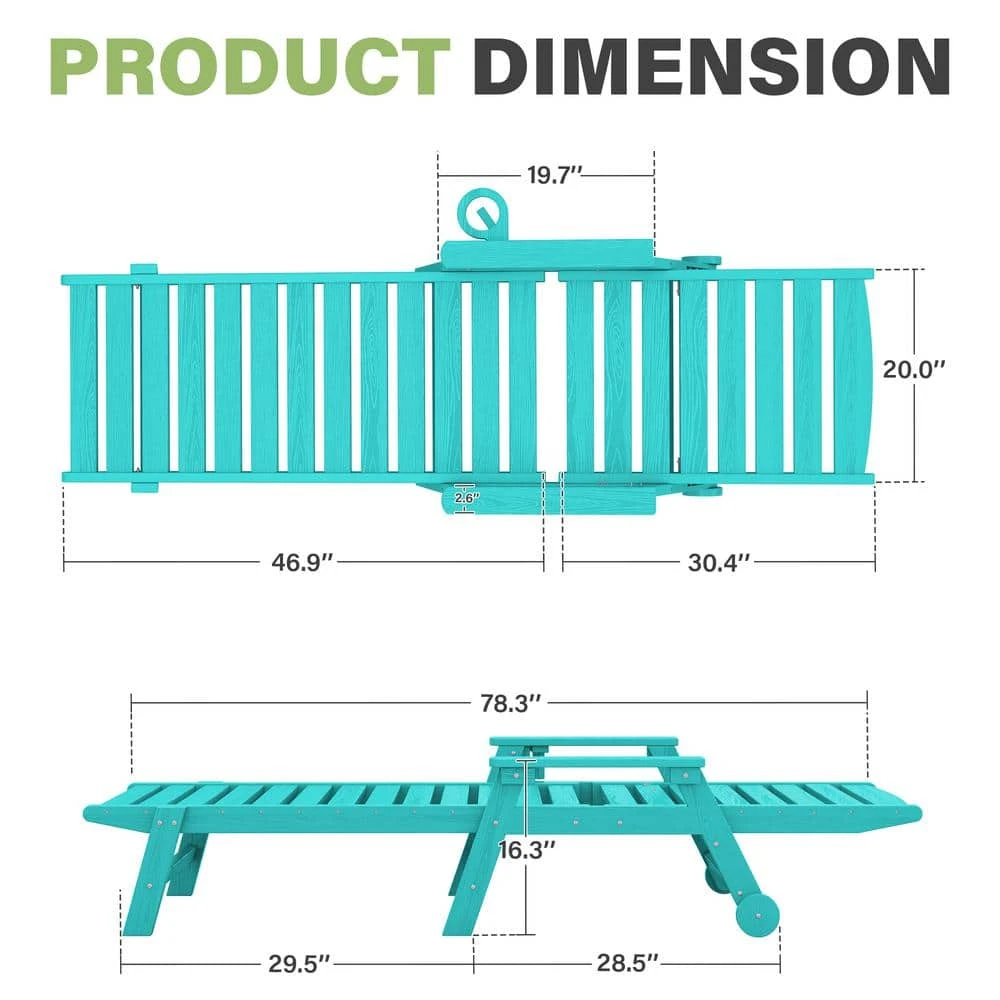Classic Peacock Blue Plastic Adirondack Chair (Set Of 1) 5 Classic Peacock Blue Plastic Adirondack Chair (Set Of 1) - Image 5