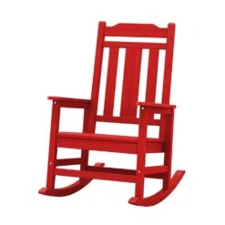 Bright Red Gray HDPE Plastic Adirondack Chair Outdoor Rocking Chair For Patio And Garden (1-Pack) -More Furniture Store jearey plastic adirondack chairs jctrty red 31 1000