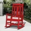 Bright Red Gray HDPE Plastic Adirondack Chair Outdoor Rocking Chair For Patio And Garden (1-Pack)