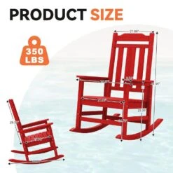 Bright Red Gray HDPE Plastic Adirondack Chair Outdoor Rocking Chair For Patio And Garden (1-Pack) -More Furniture Store jearey plastic adirondack chairs jctrty red fa 1000