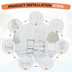 White HDPE Plastic Adirondack Chair Outdoor Rocking Chair For Patio And Garden (1-Pack) -More Furniture Store jearey plastic adirondack chairs jctrty wh 1f 1000