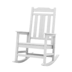 White HDPE Plastic Adirondack Chair Outdoor Rocking Chair For Patio And Garden (1-Pack) -More Furniture Store jearey plastic adirondack chairs jctrty wh 31 1000