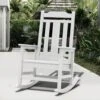 White HDPE Plastic Adirondack Chair Outdoor Rocking Chair For Patio And Garden (1-Pack)