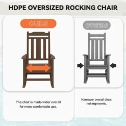 Brown HDPE Plastic Adirondack Chair Outdoor Rocking Chair For Patio And Garden (1-Pack) -More Furniture Store jearey plastic adirondack chairs jctrty zm 76 1000