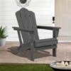 Gray Folding HDPE Outdoor Patio Plastic Adirondack Chair With Ergonomic Design (1-Pack)