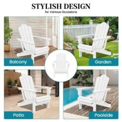 White Folding HDPE Outdoor Patio Plastic Adirondack Chair With Ergonomic Design (1-Pack) 11 White Folding HDPE Outdoor Patio Plastic Adirondack Chair With Ergonomic Design (1-Pack) -More Furniture Store jearey plastic adirondack chairs jjydy wh 1f 1000