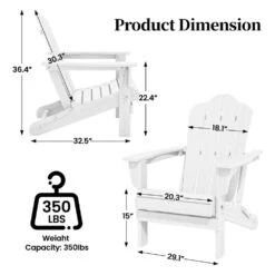White Folding HDPE Outdoor Patio Plastic Adirondack Chair With Ergonomic Design (1-Pack) 13 White Folding HDPE Outdoor Patio Plastic Adirondack Chair With Ergonomic Design (1-Pack) -More Furniture Store jearey plastic adirondack chairs jjydy wh fa 1000